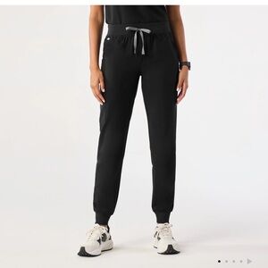 Figs Black Joggers with Light Gray Tie
